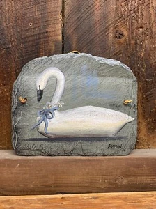 Goose painting on slate By Seamon 1991 - Picture 1 of 11