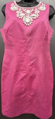 Vestido Chadwicks 8 Rosa Sin Mangas Funda Cuentas Adornado Preppy Fiesta Elegante Foto 1 de 4
