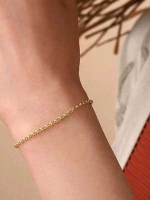 14K Solid Gold Rolo Chain Bracelet for Women Gift For Anniversary -%40 Off ! - Image 1 of 4