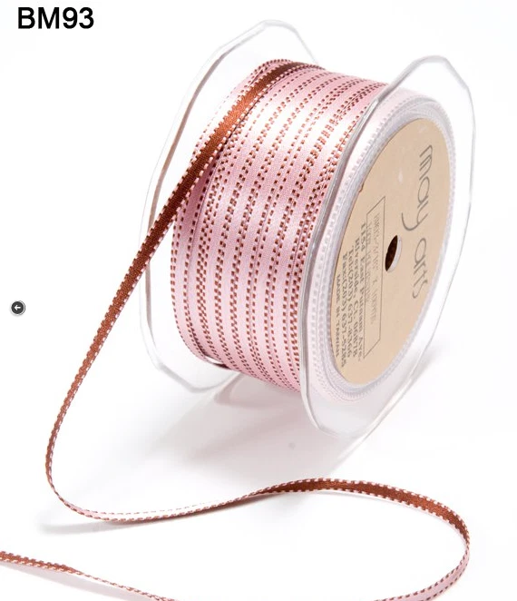 3/16 Inch Satin Reversible Stitched Edge – Brown/Pink - BM93 - 5 Yards - Image 1 of 1