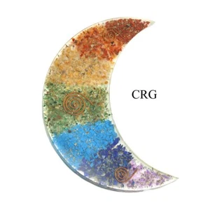 7 Stone Orgonite Crescent Moon (1 Piece) Size 5 Inches Crystal Gemstone Decor - Picture 1 of 4