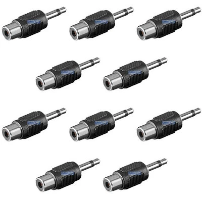 3.5mm Mono Mini Jack Plug to Phono RCA Female Socket Adapter Converter 10 PACK - Image 1 of 3