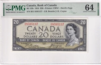 Canada, 20 Dollars, 1954, UNC, p70b, DEVIL'S FACE - Image 1 of 2