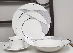 Mikasa Fine China ANGLES 5Pc Set With Rim Soup Never Used BRAND NEW - Picture 1 of 3