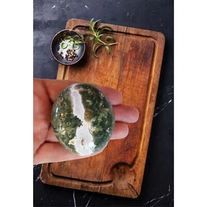 Ocean Jasper Palm Stone Pebble Medium 2" x 1.75" x 1.3", 95-105g - Picture 1 of 7