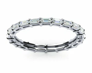 1.00Ctw White Baguette Cut Simulated Diamond Full Eternity Wedding Silver Band - Picture 1 of 4