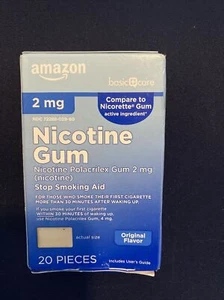 Amazon Brand Nicotine Polacrilex Gum 2 mg Original Flavor 20 Count - Picture 1 of 1