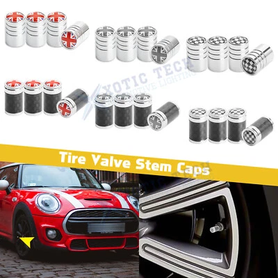 Juego de 4 tapas de vástago de válvula de aire de rueda de neumático automático cubierta para Mini Cooper estilo bandera del Reino Unido Foto 1 de 4