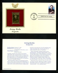 US FDC #3669 PCS Gold Foil 2002 New York NY Irving Berlin Songwriter music - Picture 1 of 2