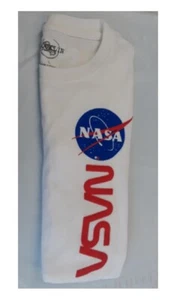 NASA Original T-Shirt 100% Cotton Soft  White Tagless Short Sleeve  Raised Print - Picture 1 of 4