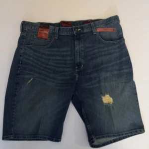 Pantalones Cortos Fundición Flex Denim Envejecido Medianos Lavado a Piedra Golpes en las Rodillas Para Hombres 44 Nuevos con Etiquetas - Imagen 1 de 5