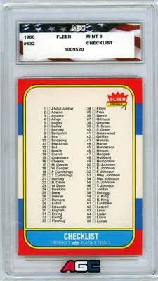 1986 Fleer #132 Checklist AGC 9 Mint - Image 1 of 3