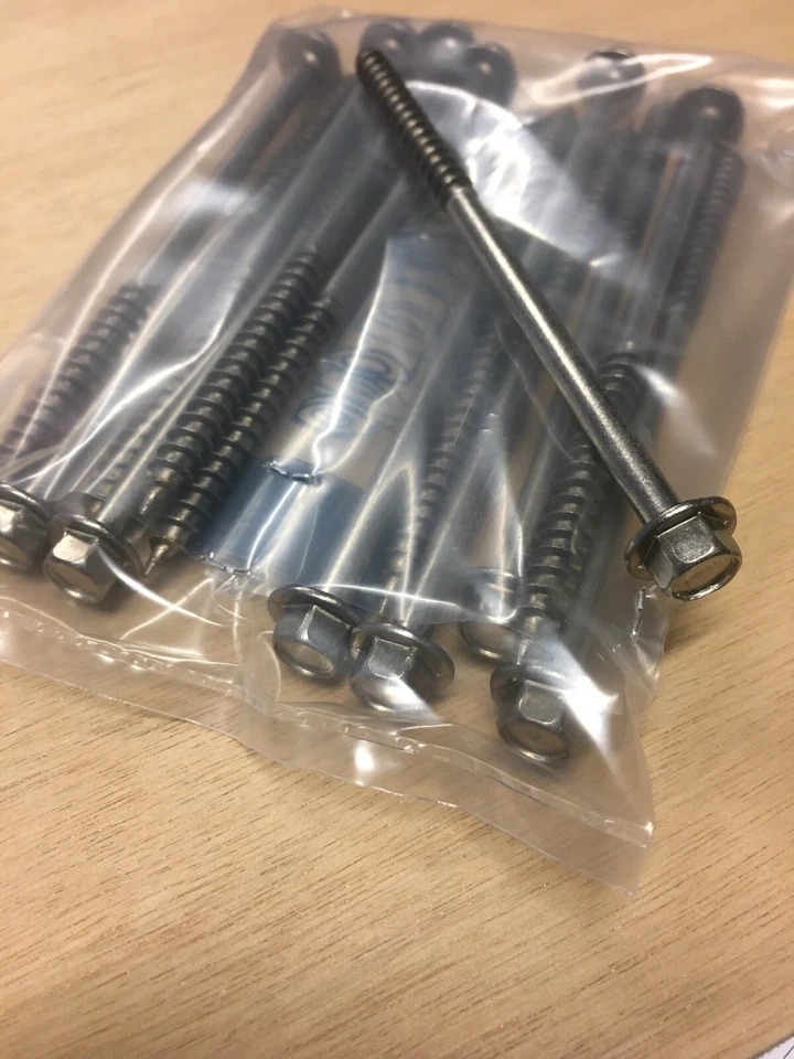 VITE ACCIAIO INOX 6x110 PER LEGNO PLASTICA TESTA ESAGONALE FLANGIATO 12PZ. - Immagine 1 di 1