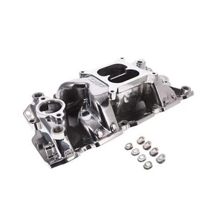 Carbureted Aluminum Dual Plane Air Gap Intake Manifold for Chevy Small Block - Picture 1 of 7