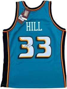 GRANT HILL #33 SIGNED DETROIT PISTONS MITCHELL & NESS BASKETBALL JERSEY PSA/DNA - Picture 1 of 7