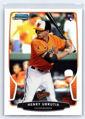 2013 Bowman Chrome Baseball Refractor Henry Urrutia Baltimore Orioles Rookie #8 - Image 1 of 2