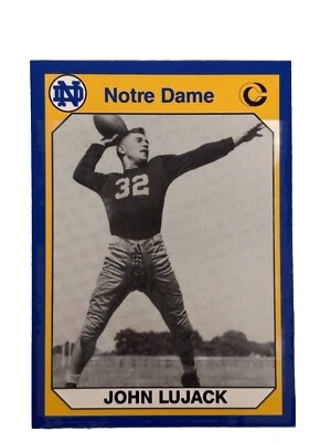 Excellent: Vintage 1990 Collegiate Collection Notre Dame John Lujack Card - Image 1 of 2