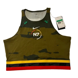 Nike N7 Cropped Green Camo Tank Top Womens XL Tight FIt FB4054 Green Multi NWT - Picture 1 of 8