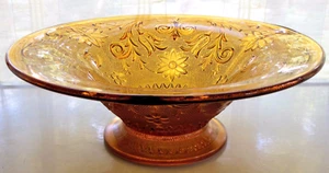 Tiara Indiana Glass Amber Sandwich 11" Footed Center Console Bowl - Picture 1 of 10