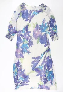 Adini Womens White Floral Polyester Blend A-Line Size M - Picture 1 of 12