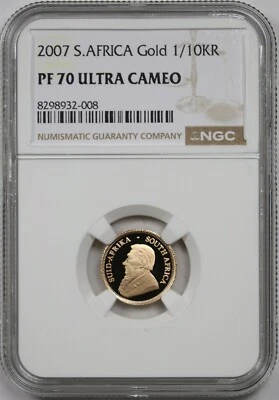 2007 South Africa 1/10KR Krugerrand PF 70 Ultra Cameo NGC 1/10 oz Gold - Image 1 of 4