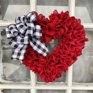 Red Wreaths for front door outside valentine decorations with bow valentines day - Picture 1 of 7