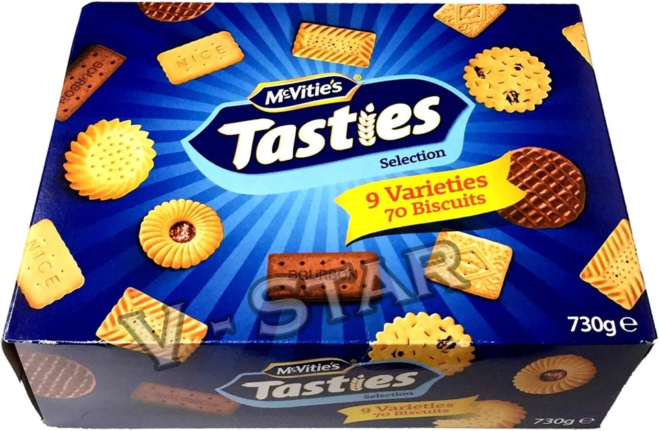 McVitie's Tasties Selection 730g - 9 Varieties 70 Biscuits Box-uk