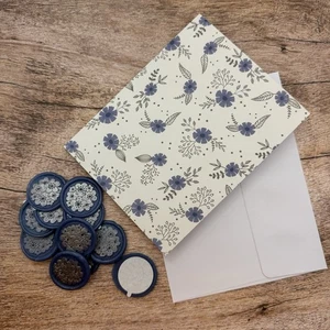 Neu My Blueberries Crafts blaue Blumen leere Karte & selbstklebendes Wachssiegel Set - Bild 1 von 6