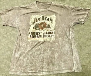 ๐ฅ๐ VINTAGE VTG JIM BEAM BOURBON WHISKEY GRAY BLEACH WASHED MENโS LARGE T SHIRT - Picture 1 of 7