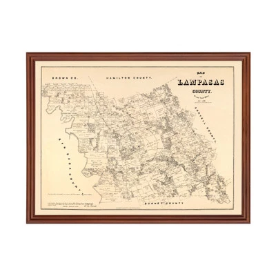 Old Map of Lampasas County, TX 1879 - Vintage Texas Art - Image 1 of 4
