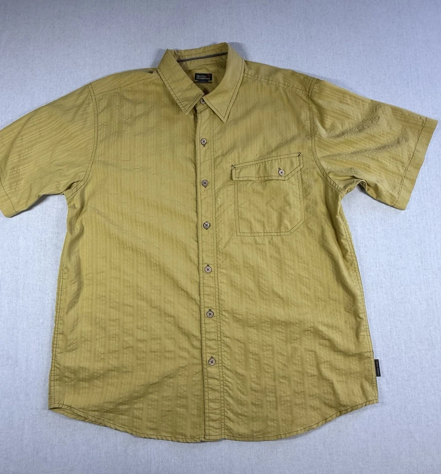 Royal Robbins 衬衫男式 L 码黄色纽扣短袖休闲版型户外 — 第 1/4 张图片