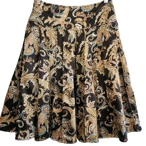 Worthington Size 12 Paisley Skirt Silky Midi Western Chic Old Money Office Boho - Picture 1 of 9