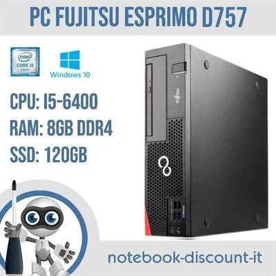 Fujitsu Esprimo D757 Core i5-6400 Ram 8gb DDR4  120gb SSD Win10 SFF Desktop PC - Immagine 1 di 4