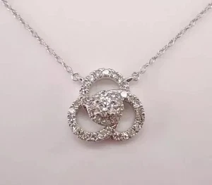 Ciondolo cerchio diamante creato in laboratorio taglio tondo 2 ct oro bianco 14 carati su catena omaggio - Foto 1 di 7