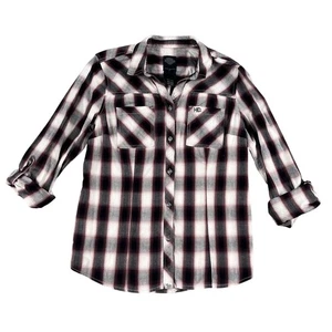 Harley-Davidson Motorcycles Womens Black & Grey Button Down Shirt Sz Medium - Picture 1 of 5