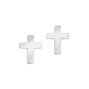LXR 14K Weißgold Baby Kreuz Schraubverschluß Ohrringe - Bild 1 von 1