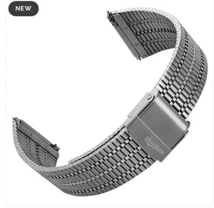 WatchGecko Classic Retro Stainless Steel Watch Strap - Brushed And Polished - Picture 1 of 5