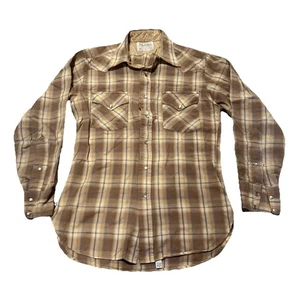 VTG Pendleton Shirt Mens M Plaid 100% Virgin Wool Western Pearl Snap USA *flaw - Picture 1 of 7