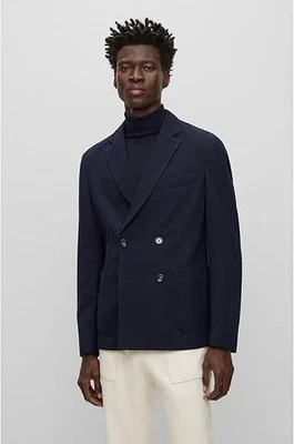 NUEVO CON ETIQUETAS HUGO BOSS Chaqueta Blazer Para Hombre Azul Marino Doble Pecho Calce Ajustado Talla US 46R Foto 1 de 4