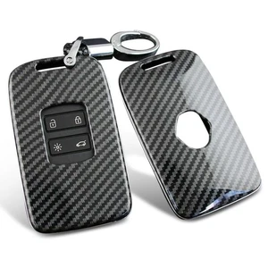 Black Car Carbon Key Holder Remote Cover Case For Renault Kadjar 2020 Keychain - Picture 1 of 12
