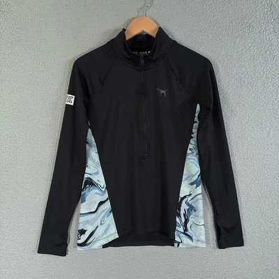 VS Victorias Secret розовый пуловер женщин маленький Ultimate половина молнии мрамор собаки Y2K - Изображение 1 из 4