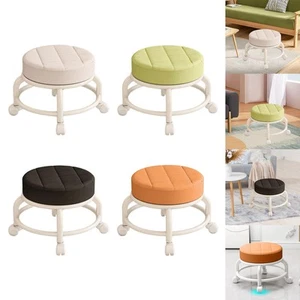 Round Roller Stool Low Height Rolling Stool Comfortable Sturdy Movable Mini - Picture 1 of 29