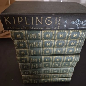 Rudyard Kipling Antique Book Set 1950 8 Volumes and A Selection of Kiplings Poem - Picture 1 of 11