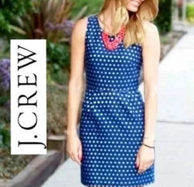 J. VESTIDO VAINA MUJER CREW AZUL MARINO Y PLATEADO LUNARES SIN MANGAS mezcla seda 00 Foto 1 de 4