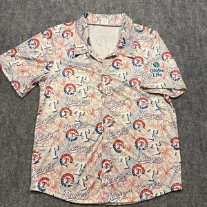 Texas Rangers Hemd Erwachsene Medium weiß Blumen Hawaii Camp Promo Knopfleiste Herren - Bild 1 von 6