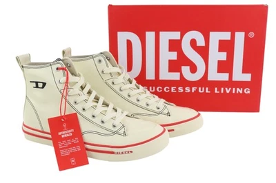 Diesel S-Athos Mid Hombre Zapatillas EU44 Blanco Revestido Pvp 175€ Almendra Toe - Imagen 1 de 4