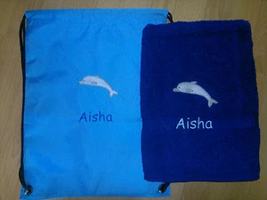  Personalised Towel And Drawstring Swimming/PE/Gym Bag  - Picture 1 of 20