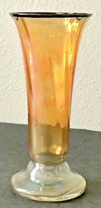 Vintage Small 5" CARNIVAL GLASS Vase Clear & Orange - Picture 1 of 5