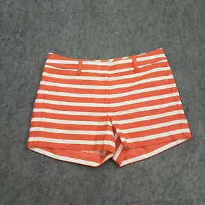 Ann Taylor Shorts Womens Petite 6P Orange White Striped Chino Sailor Ladies - Picture 1 of 10