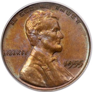 Lincoln Wheat 1 Cent 1955 Double Die Obverse! PCGS MS-64 Brown, CAC! Key Date! - Picture 1 of 4